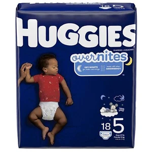 Huggies OverNites Diapers Size 5 Jumbo Pack PK of 18 - Picture 1 of 1