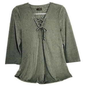 Camisa Pullover Crosby Top Para Mujer Verde Manga 3/4 Con Cordones Cuello en V Informal Ligera - Imagen 1 de 7