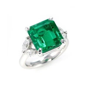 925 Solid Sterling Silver Lab-Created Emerald Handmade Ring Gift For Free Ship - Picture 1 of 3