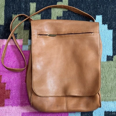 Le Donne Leather Vertical Flap Over Backpack/Shoulder/Crossbody Bag, Tan - Image 1 of 4