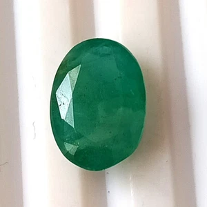 3.70 Carat Natural Zambian Untreated Emerald Faceted Oval Cut Gemstone 12X8.5 MM - Picture 1 of 6