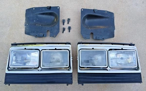 Volvo 240 242 244 245 OEM Quad Square Headlamp Headlights + GTX GLT Black Trim - Picture 1 of 24