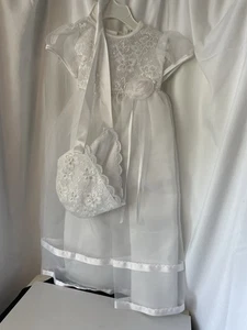 6-9 Months Christening Dress W/ Hat See Pictures Details - Picture 1 of 7
