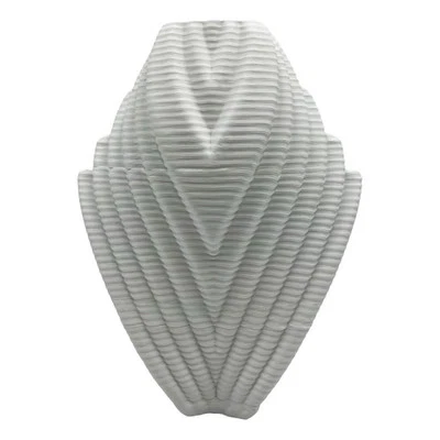 Jarrón Bergamo Art de cerámica blanca de 8 pulgadas de alto en blanco Foto 1 de 4