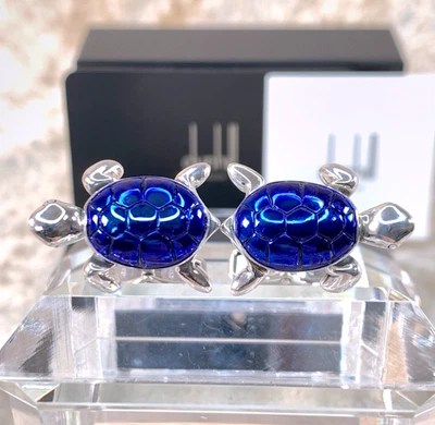 Gemelos Dunhill raros tortuga azul plata de ley 925 con estuche Foto 1 de 4