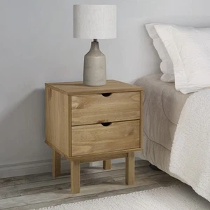 Bedside Cabinet Rustic Brown Solid pinewood 17.7 x 15.4 x 22.4 in - Picture 1 of 7