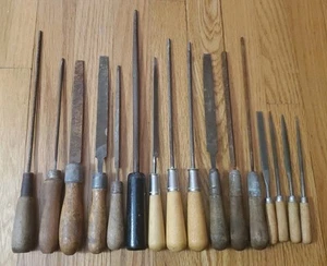 Wood Handles Files Vintage Lot Of 16 Used Rusty Old Atkins Nicholson And More - Picture 1 of 9