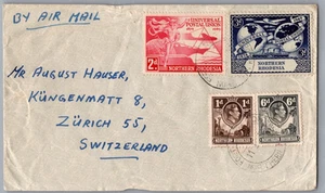 1949 Northern Rhodesia Airmail Cover to Zurich Switzerland - Picture 1 of 2