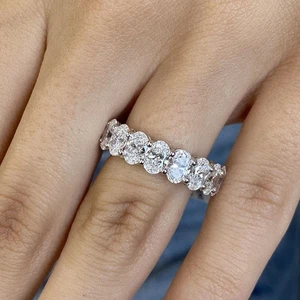 Lab Grown Diamond Certified Women Proposal Gift Band Ring 14k White Gold Size 8 - Picture 1 of 11