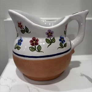 Cantiliere a mano mezza terracotta semi fiori dipinti - Foto 1 di 16