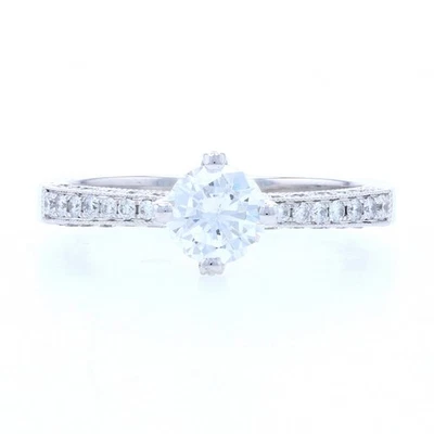 NUEVO Anillo de compromiso semi-montaje - oro 14k para diámetro central de 5,5 mm Acentos .43ctw Foto 1 de 4