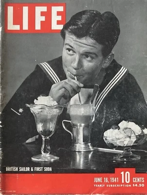 Vintage Life Magazine - British Sailor & First Soda - June 16, 1941 - Image 1 of 4