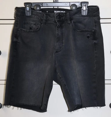 Pantalones cortos de corte Bermudas negras descoloridas Sonoma para dama talla 10 ~ 8,5" entrepierna Foto 1 de 4