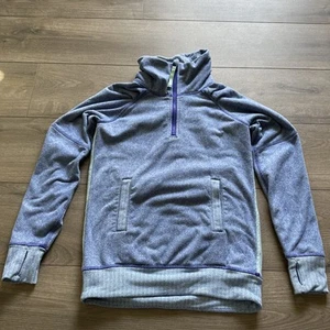 Ivivva Lululemon Shiver Stopper Fleece Pullover Girls Size 12 Blue Herringbone - Picture 1 of 10