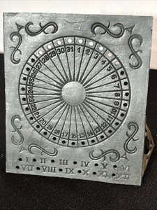 Vtg Madison House Oneida Pewter Portugal Perpetual Calendar Scrolled Side Stands - Picture 1 of 8
