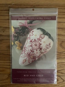 Historic Needlework Guild Fanciful Fruits RED aND GOLD Cross Stitch Kit 1997 - Picture 1 of 2