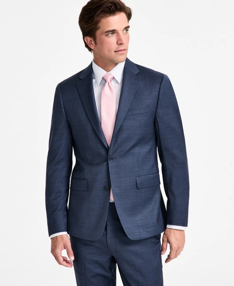 Traje Chaqueta Blazer Calvin Klein Para Hombres Ajuste Ajustado 42 R Azul Marino Sólido Foto 1 de 1