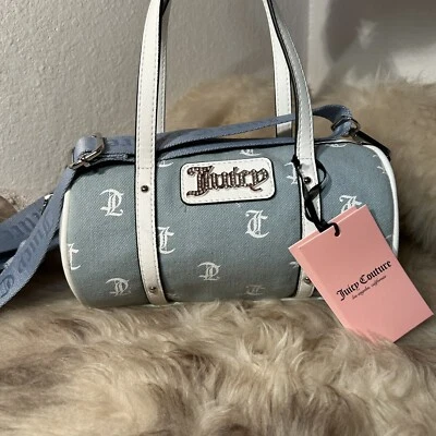 Bandolera Juicy Couture Queen Of Everything Mini Barrel nueva con etiquetas - Logo Denim Foto 1 de 4