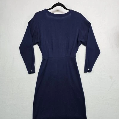 Vtg 90's Polo Ralph Lauren Dress Womens 6 Medium Navy Cashmere Midi Long Sleeve  - Image 1 of 4