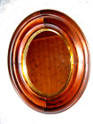 Antique Walnut Wood Oval (New Mirror) Picture Deep Frame Brass Insert 12x14"