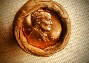 Wheat Small Cent Roll •Red 1945 Lincoln Wheat & VF 1908 Indian ¢ • Earlies / PDS - Picture 1 of 10
