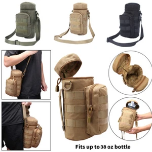 Tactical Molle Kettle Bag Water Bottle Carrier Holder Pouch Outdoor Hiking Bags - Picture 1 of 16