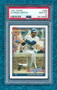 1991 TOPPS #226 ALFREDO GRIFFIN PSA 10 GEM MINT POP 1 DODGERS BLUE JAYS - Picture 1 of 1