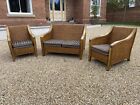 vintage antique Large luxury bamboo Wicker Rattan Upholstered patio set