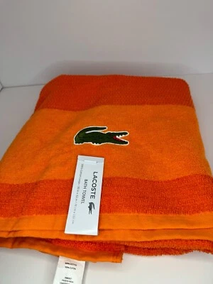 Toalla de baño Lacoste NARANJA 100 % algodón 30" x 52" logotipo de cocodrilo grande NUEVA NUEVA CON ETIQUETAS Foto 1 de 2