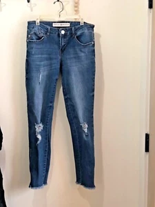 Womens Ashley Mason Destressed Ankle Zip Skinny Jeans Sz. 5 Raw Hem - Picture 1 of 11