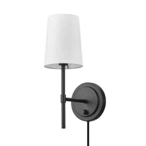 Hampton Bay Ridgeway 1-Light Matte Black Wall Sconce with LED Bulb T20 - Picture 1 of 9