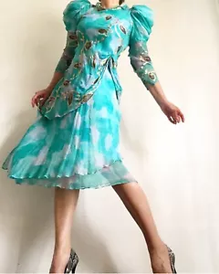 Vintage Judy Hornby Couture 100% Silk Dress Bias Cut Vintage Couture Size S - Picture 1 of 12