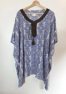 Back From Bali Beach Cover Up Mini Kaftan One Size Tunic Pink Blue Brown  - Изображение 1 из 4