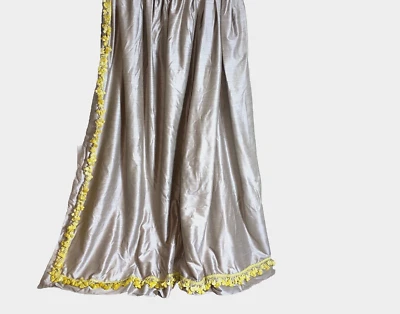 Custom Pinch Pleat Curtain Drape Beige Champagne Pom Fringe Trim WIDE 90 Long - Image 1 of 4