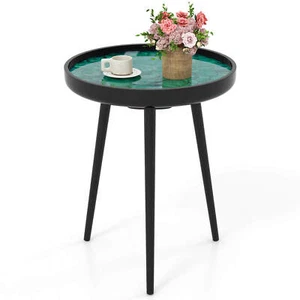 16" Round End Table Mid-century Modern Coffee Table with Sea Shell Decoration - Picture 1 of 10