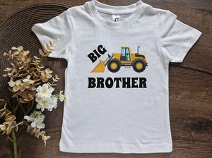 Personalized Big Brother Shirt Construction With name Tee Future Sibling Gift - Picture 1 of 4