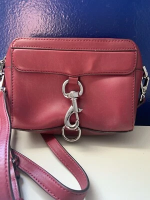 Bolso Bandolera de Cuero Rebecca Minkoff Cartera Plateado Herrajes Cremallera Foto 1 de 4