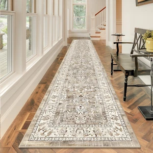 Washable Runner Rug, 2.6X14 Non-Slip Vintage Long Hallway Runner Rugs with Rubbe - Picture 1 of 9