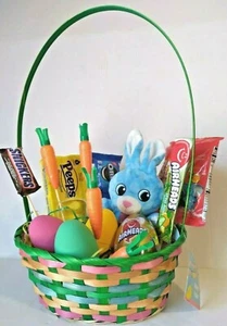 Lovely Easter Basket Arrangement with Stuffed Rabbit, Egg, Carrots, Candies - Picture 1 of 6