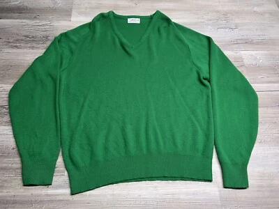 Vintage Pinnacle Sweater Mens Sz L Green V Neck 100% Orlon Acrylic Knit Pullover - Image 1 of 4