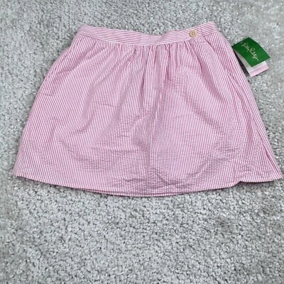 Lilly Pulitzer Mimosa Skirt Hotty Pink Striped Seesucker Womens 0 NEW - Image 1 of 4