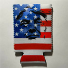 TRUMP FACE AMERICAN FLAG CAN COOLER KOOZIE COOZIE BEER HUGGER PRINTED both sides