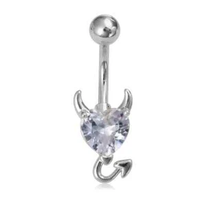 1pc Sexy Navel Belly Button Ring Rhinestone Devil Heart 14G - Picture 1 of 2
