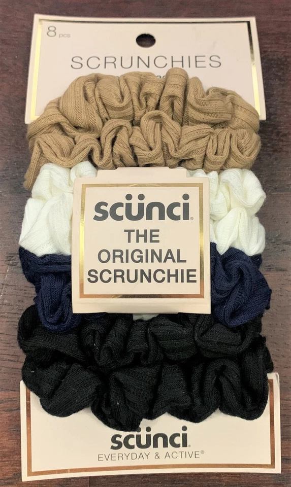 Scunci Scrunchies 8 Pack No Damage The Original Scrunchie beige,black,ivory,navy - Image 1 of 1