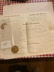 137 New Hampshire Group of 3 Commissions Sgd by Governor 1870’s to 1880’s SEALED - Picture 1 of 12