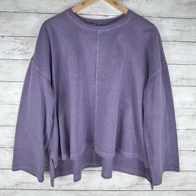 NUEVA Sudadera Cuadrada Relajada Talla Mediana Madewell Teñida Púrpura Cuello Redondo Foto 1 de 4