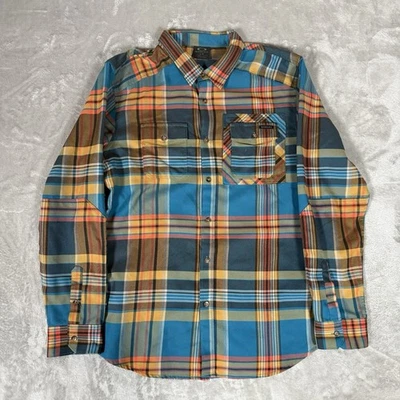 Oakley Flannel Plaid Altitude Aurora blue Madras Men’s L Long Sleeve Button Up - Image 1 of 4