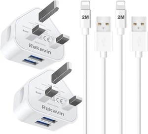 Paquete de 2 cables cargador enchufe USB PD carga rápida para iPhone 14 13 12 11 Pro XR XS X - Imagen 1 de 5