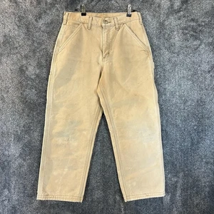 Pantalones de trabajo Carhartt Duck para hombre 28x26 tostado franela forrados carpintero lona utilitaria - Imagen 1 de 13