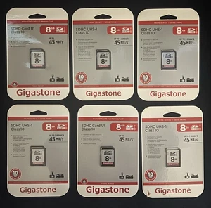 Gigastone 8GB SD Card UHS-I U1 Class 10 SDHC Memory Card Full HD Video 6 UNITS - Picture 1 of 4